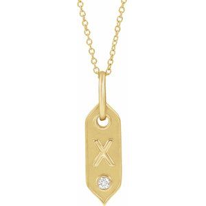 14K Yellow Initial X .05 CT Natural Diamond 16-18" Necklace
