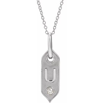 14K White Initial U .05 CT Diamond 16 18 inch Necklace Ref. 16917263
