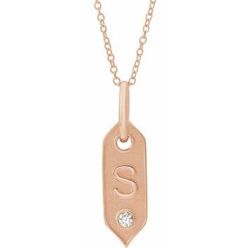 14K Rose Initial S .05 CT Diamond 16 18 inch Necklace Ref. 16917258