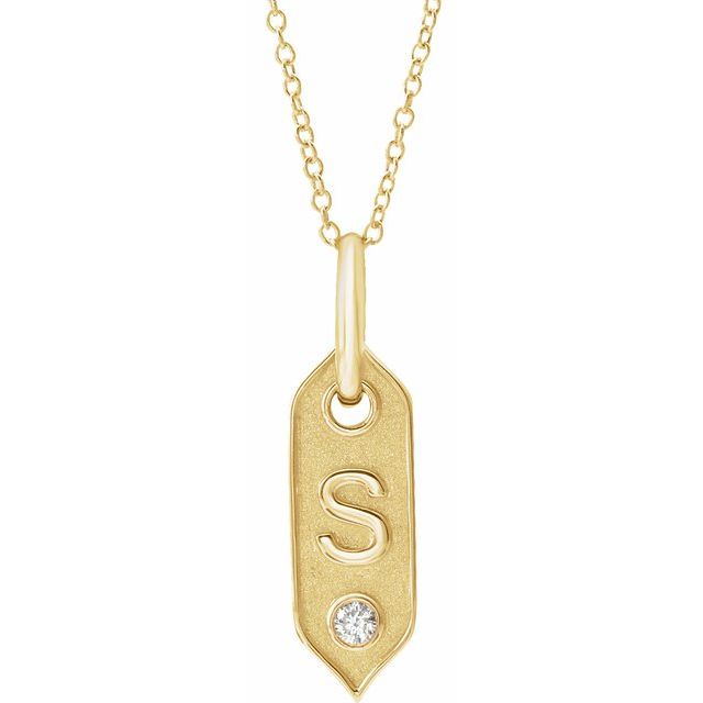 14K Yellow Initial S .05 CT Natural Diamond 16-18" Necklace