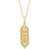 14K Yellow Initial R .05 CT Diamond 16 18 inch Necklace Ref. 16917253