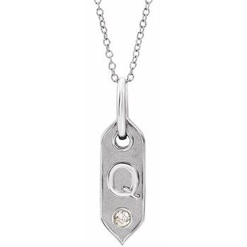 14K White Initial Q .05 CT Diamond 16 18 inch Necklace Ref. 16917251