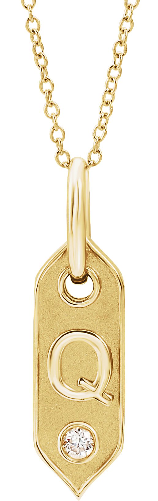 14K Gold Diamond Tag Initial Necklace