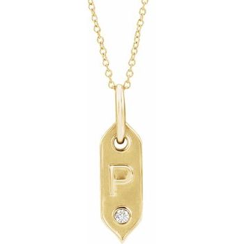 14K Yellow Initial P .05 CT Diamond 16 18 inch Necklace Ref. 16917247