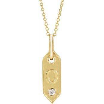 14K Yellow Initial O .05 CT Diamond 16 18 inch Necklace Ref. 16917244