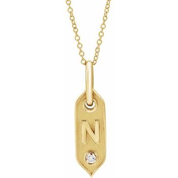 14K Yellow Initial N .05 CT Diamond 16 18 inch Necklace Ref. 16917241