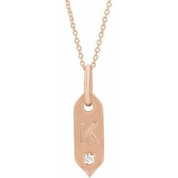 14K Rose Initial K .05 CT Diamond 16 18 inch Necklace Ref. 16917234