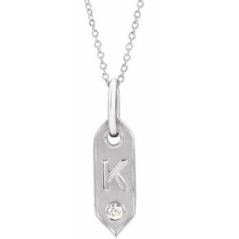 14K White Initial K .05 CT Diamond 16 18 inch Necklace Ref. 16917233
