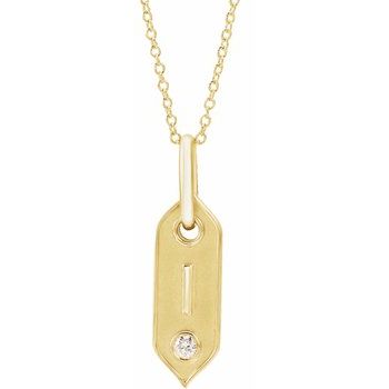 14K Yellow Initial I .05 CT Diamond 16 18 inch Necklace Ref. 16917226