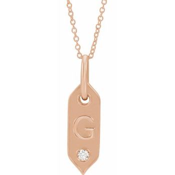 14K Rose Initial G .05 CT Diamond 16 18 inch Necklace Ref. 16917222