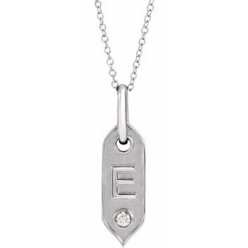 14K White Initial E .05 CT Diamond 16 18 inch Necklace Ref. 16917215