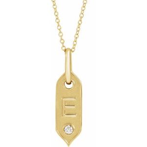 14K Yellow Initial E .05 CT Natural Diamond 16-18" Necklace