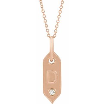 14K Rose Initial D .05 CT Diamond 16 18 inch Necklace Ref. 16917213