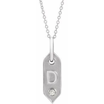 14K White Initial D .05 CT Diamond 16 18 inch Necklace Ref. 16917212