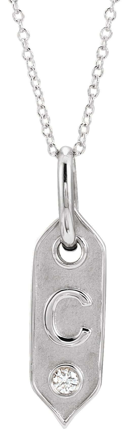 14K White Initial C .05 CT Diamond 16 18 inch Necklace Ref. 16917209