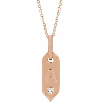 14K Rose Initial A .05 CT Diamond 16 18 inch Necklace Ref. 16917204