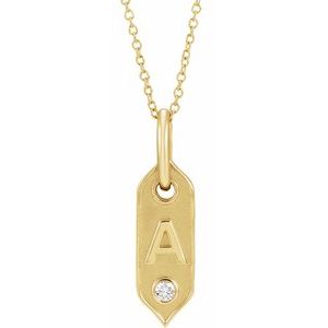 14K Yellow Initial A .05 CT Natural Diamond 16-18" Necklace