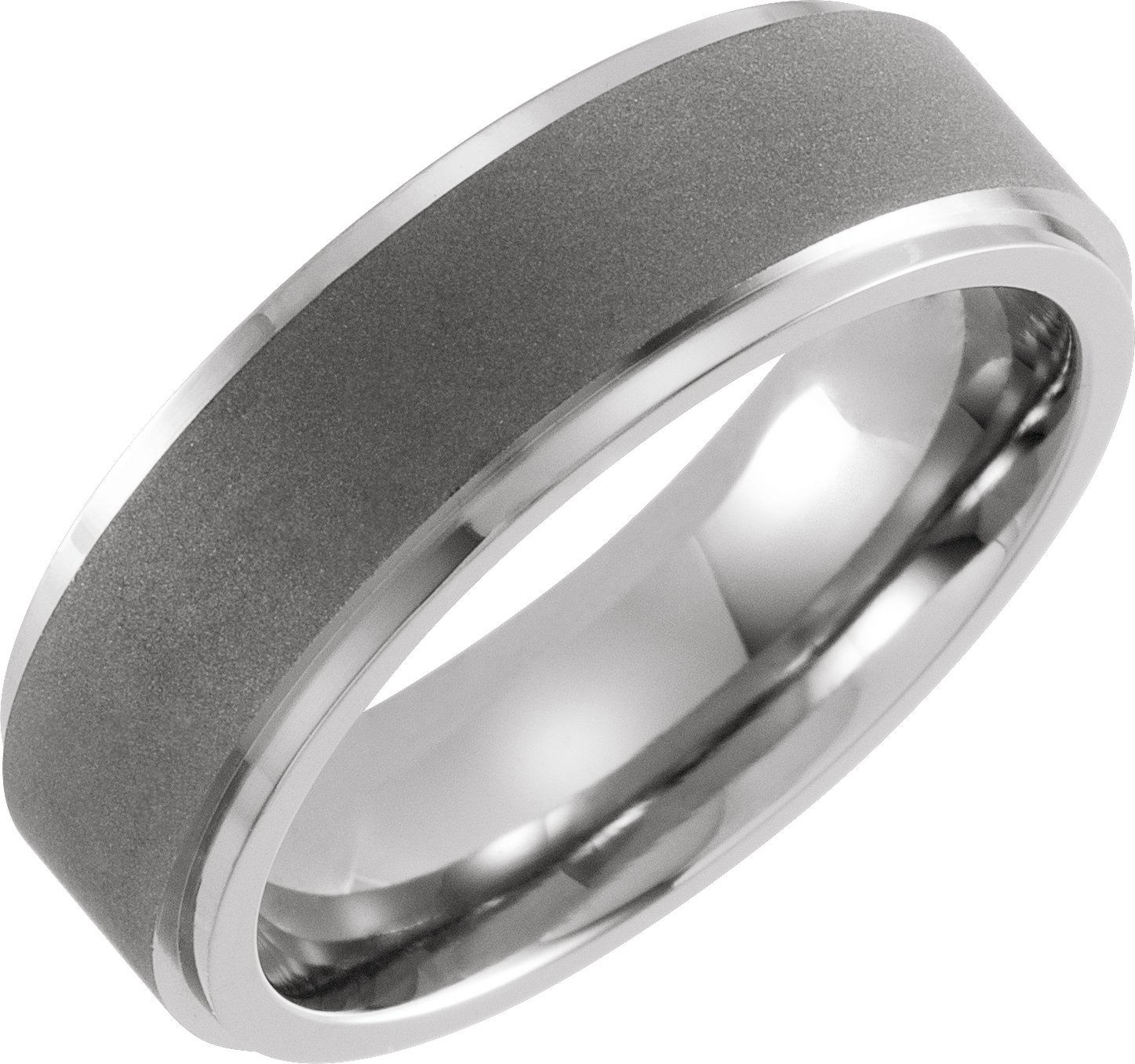 Titanium 7 mm Ridged Oxidized and Polished Band Size 8.5