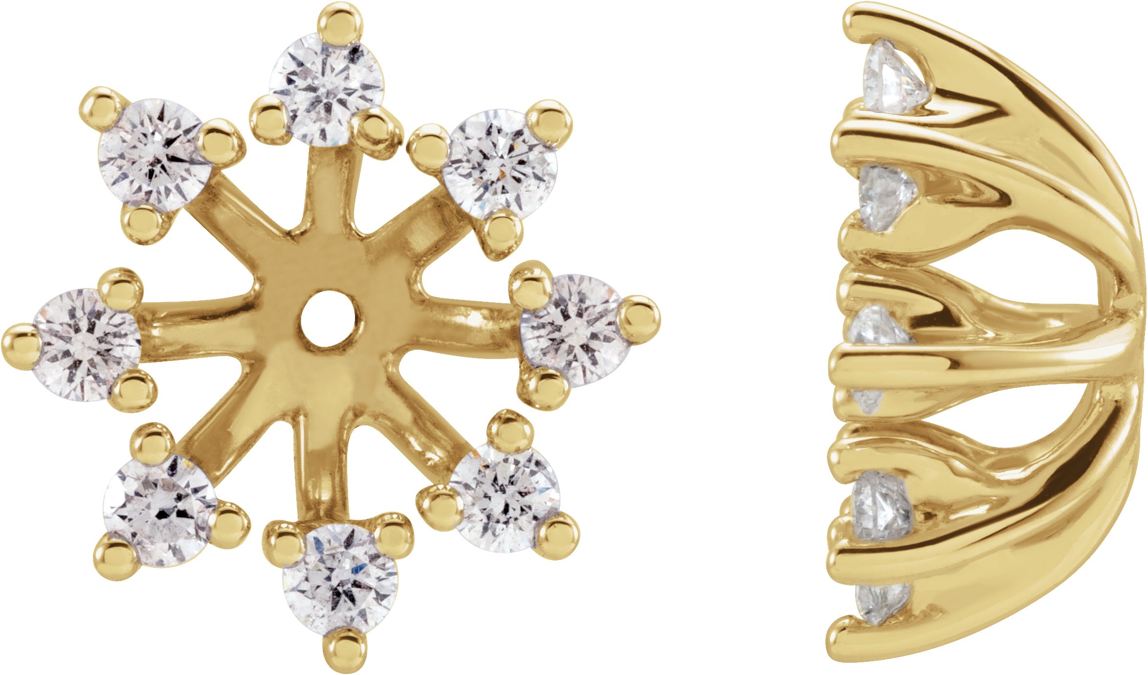 Diamond Stud Earrings w/ Diamond Jackets 14K Yellow Gold