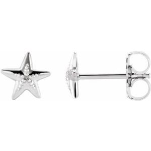 14K White Starfish Earrings