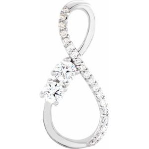 14K White 1/5 CTW Natural Diamond Infinity-Inspired Pendant