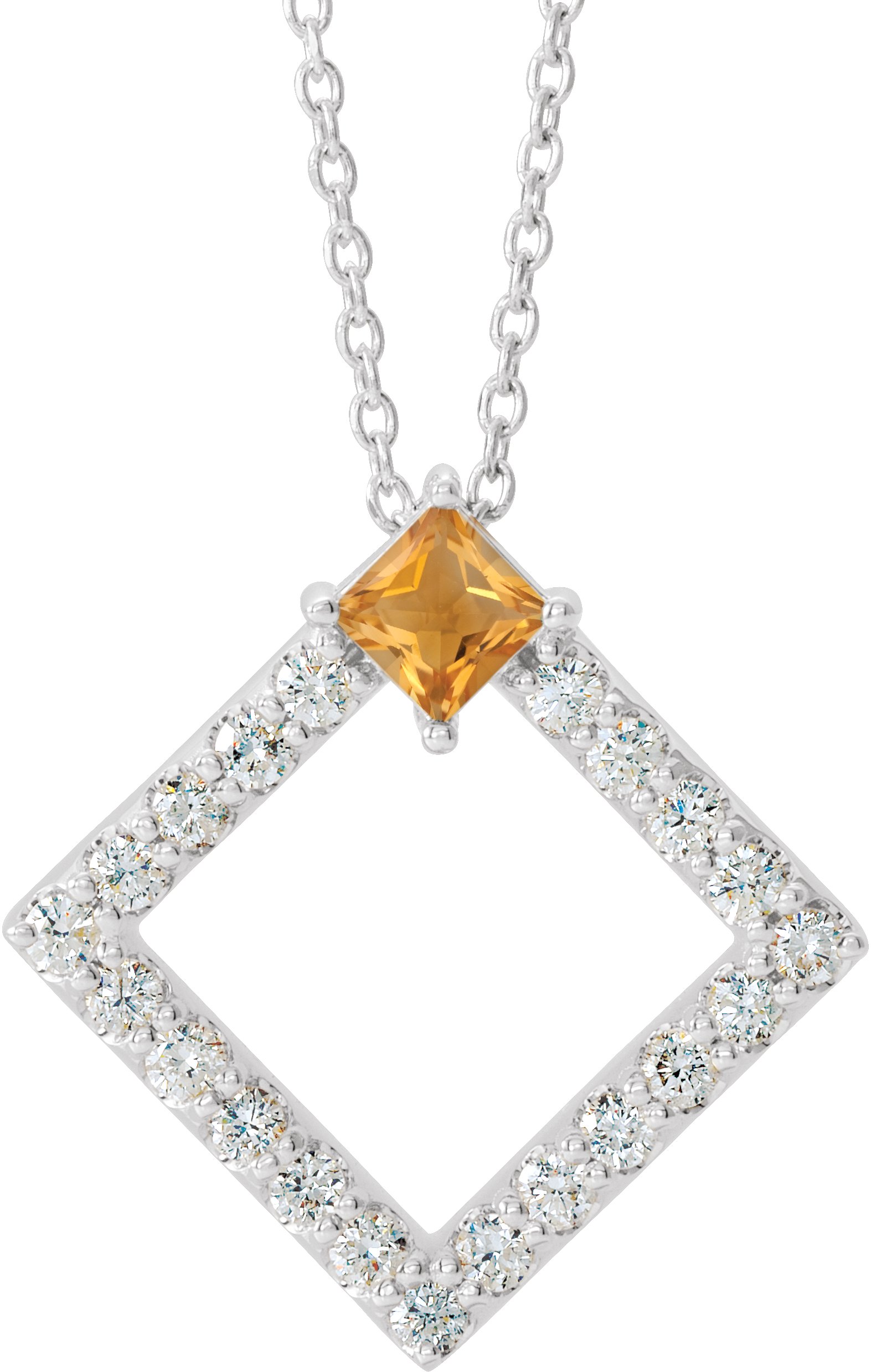 Sterling Silver Citrine and .375 CTW Diamond 16 18 inch Necklace Ref 14901349