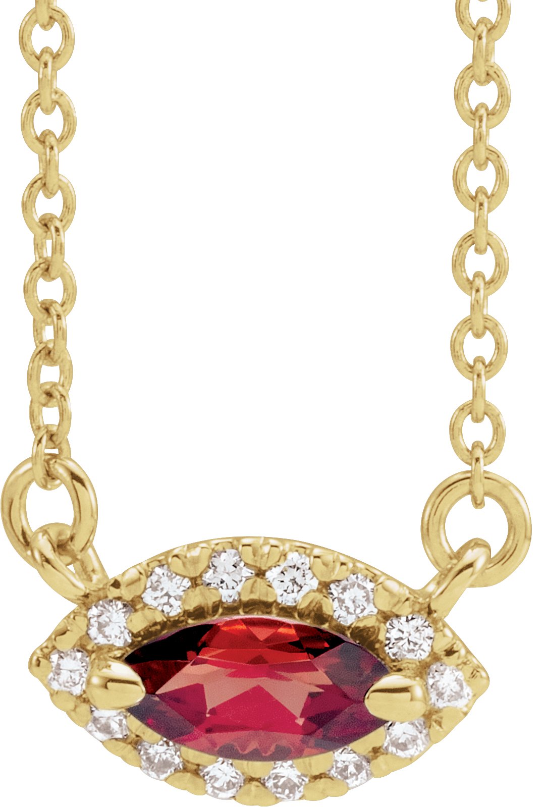 14K Yellow Mozambique Garnet & .06 CTW Diamond 16" Necklace