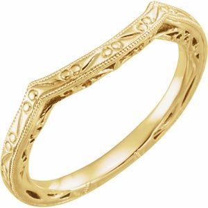 14K Yellow Vintage-Inspired Matching Band for 7 mm Round Ring