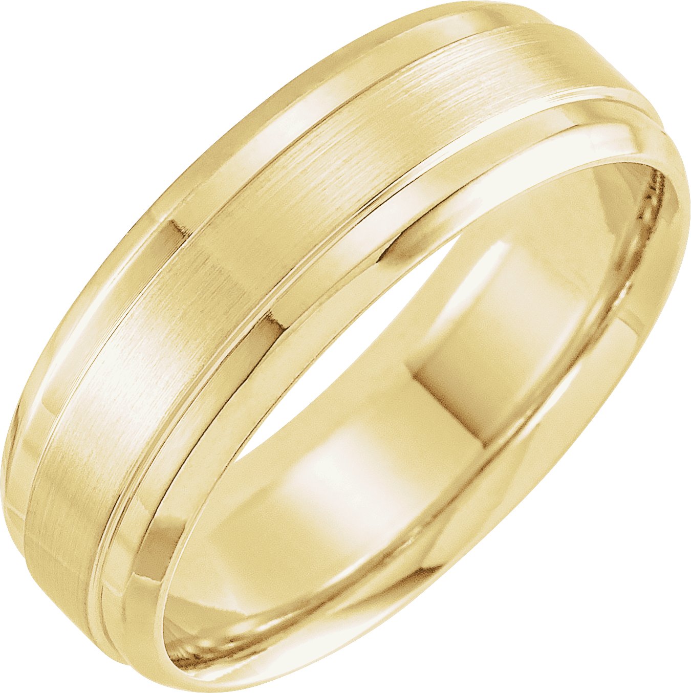 14K Yellow 7 mm Beveled-Edge Band with Satin Finish Size 10