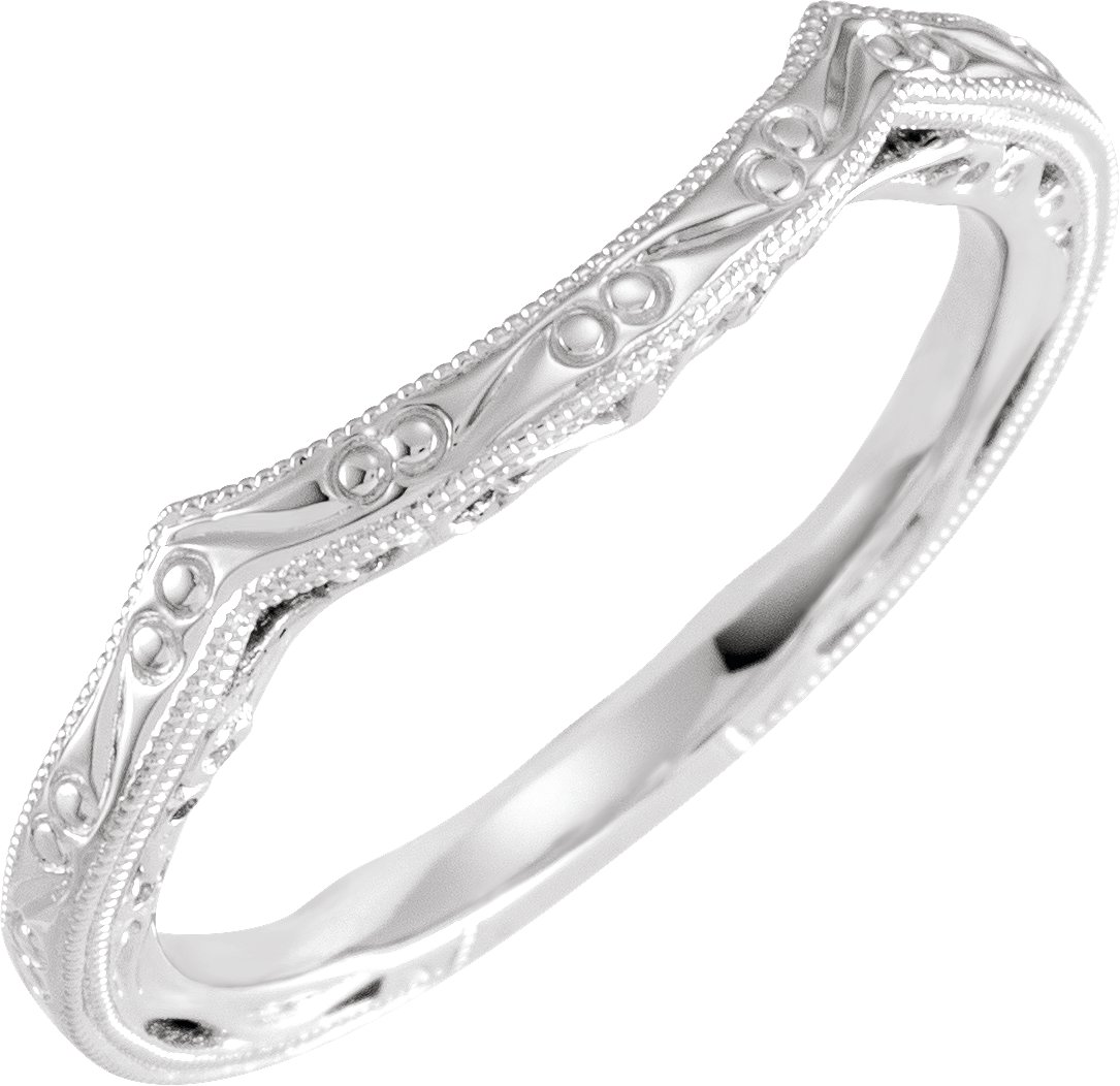 14K White Vintage-Inspired Matching Band for 7.4 mm Round Ring