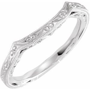 14K White Vintage-Inspired Matching Band for 8x6 mm Oval Ring