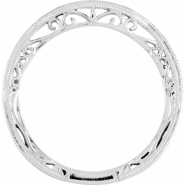 14K White Vintage-Inspired Matching Band for 7.4 mm Round Ring