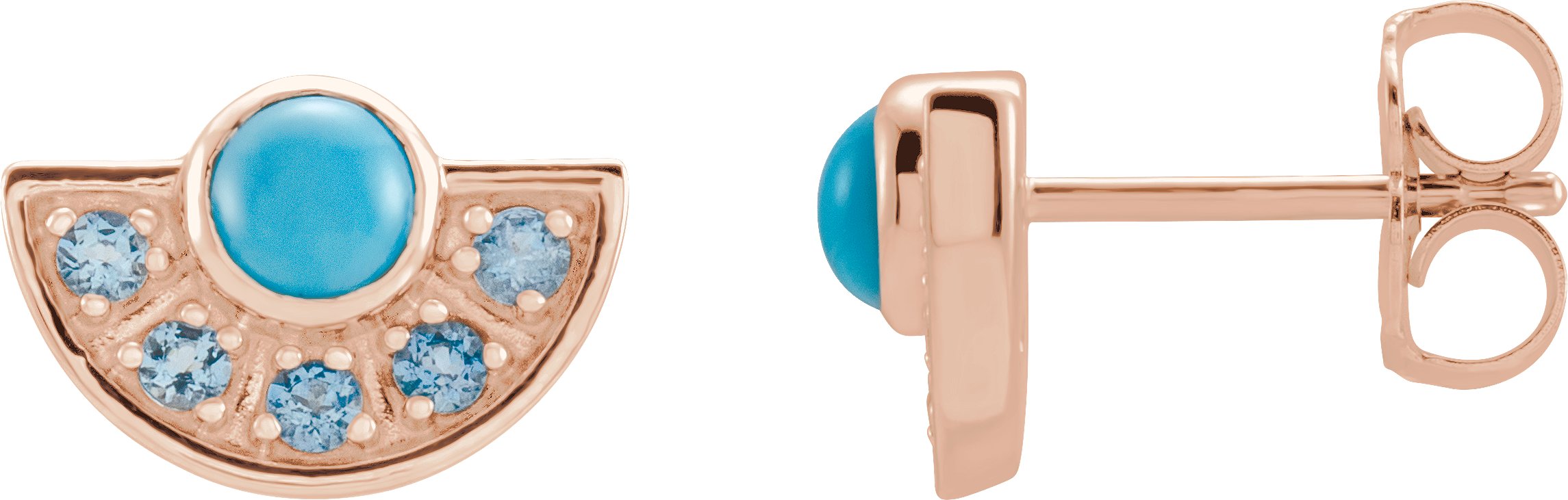 14K Rose Turquoise and Aquamarine Fan Earrings Ref. 16854637