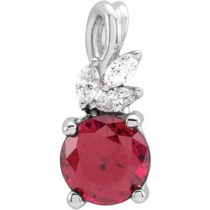 14K White Chatham® Created Ruby & 1/10 CTW Diamond Pendant    