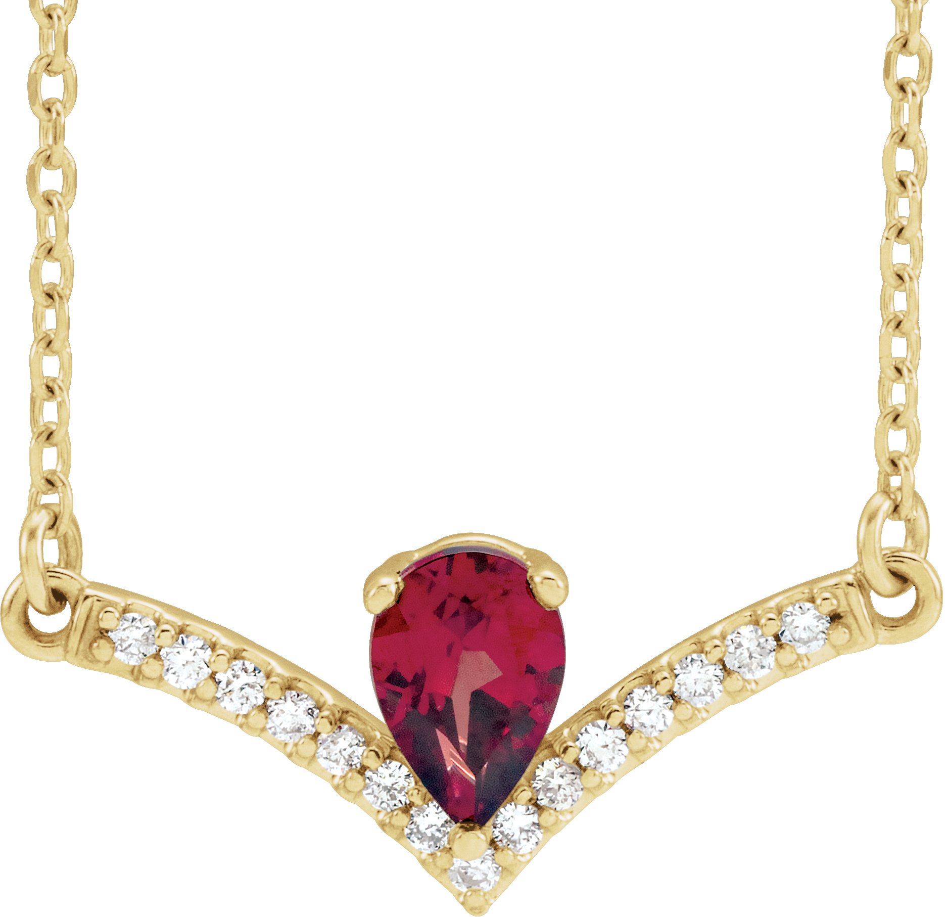 14K Yellow Mozambique Garnet & .06 CTW Diamond 16" Necklace               