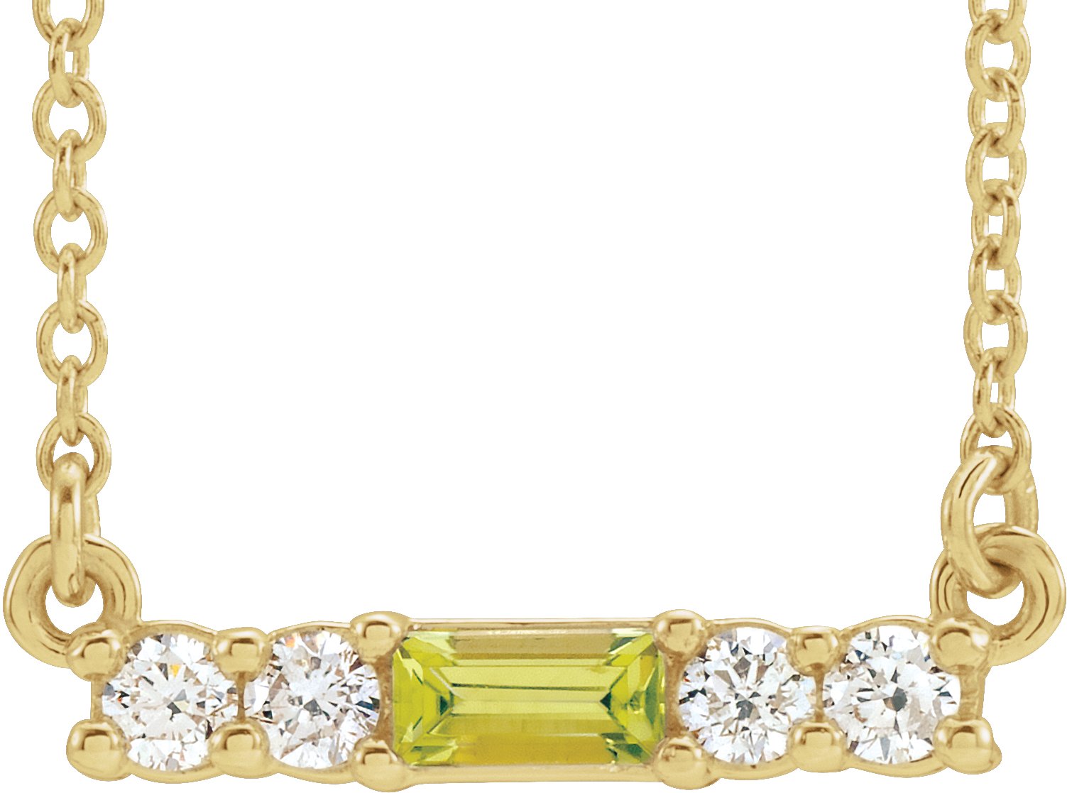 14K Yellow Peridot & 1/5 CTW Diamond 16" Necklace    