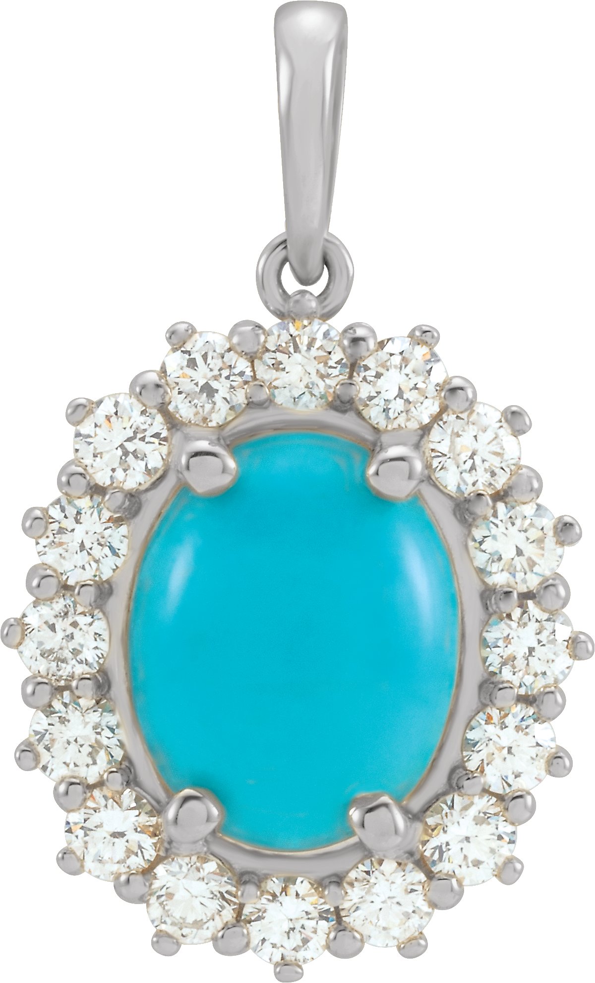 14K White Turquoise & 1/2 CTW Diamond Pendant