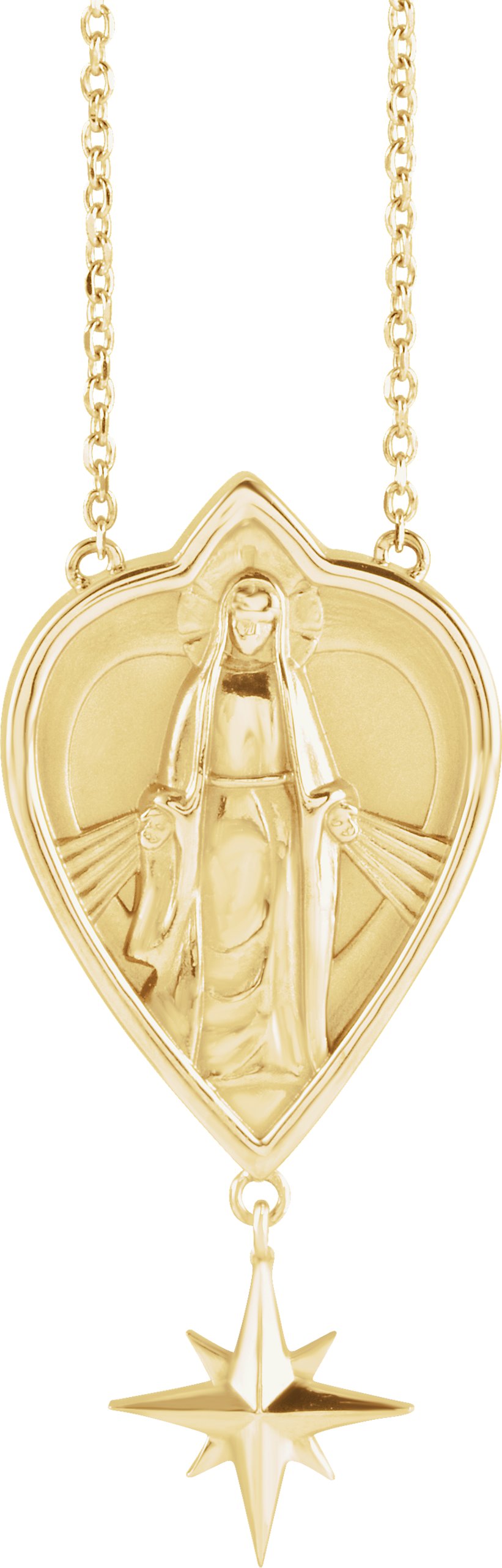 14K Yellow 23.8x15.7 mm Miraculous Mary 18" Necklace