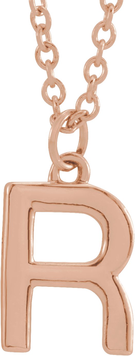 18K Rose Gold Plated Sterling Silver Initial R Dangle 16 inch Necklace Ref 17719410