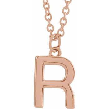 18K Rose Gold Plated Sterling Silver Initial R Dangle 16 inch Necklace Ref 17719410