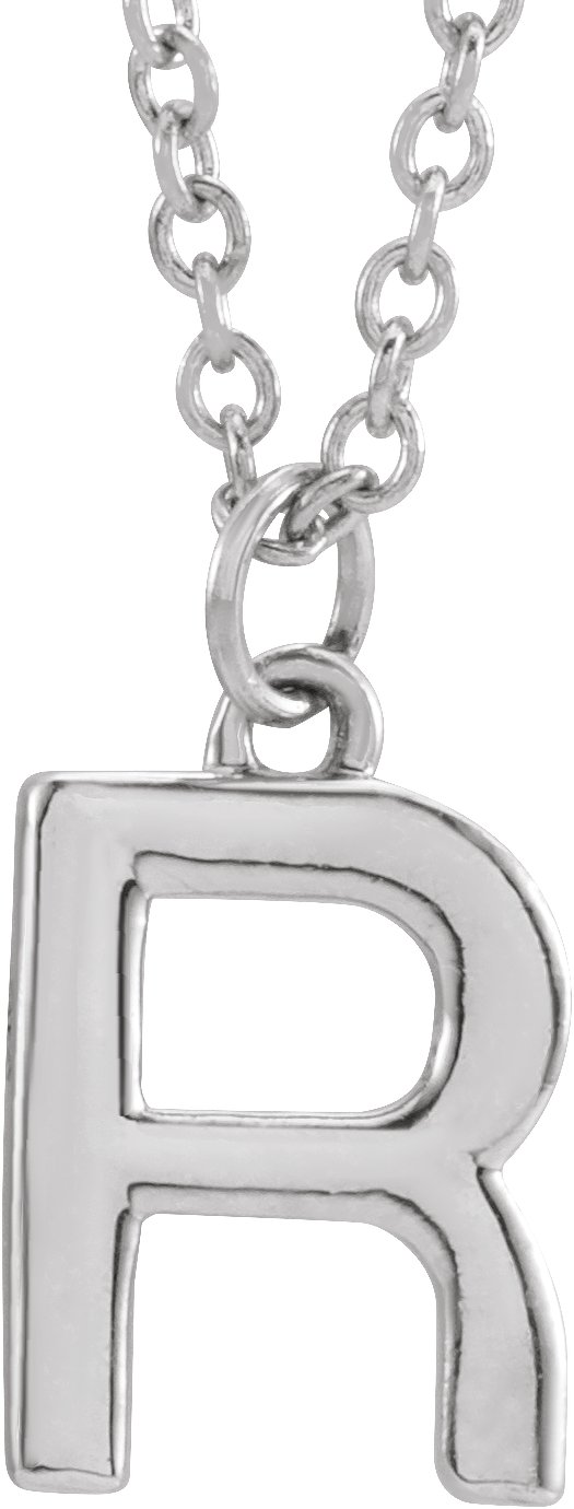 14K White Initial R Dangle 18" Necklace