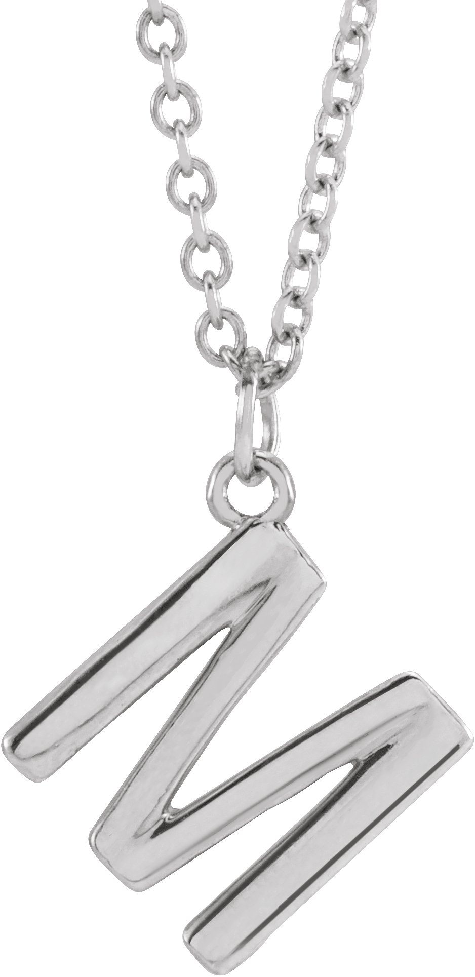 Sterling Silver Initial M Dangle 18" Necklace