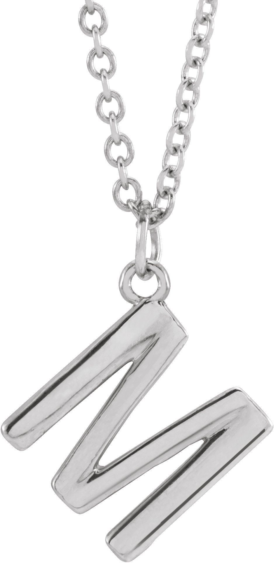 Sterling Silver Initial M Dangle 16 Necklace