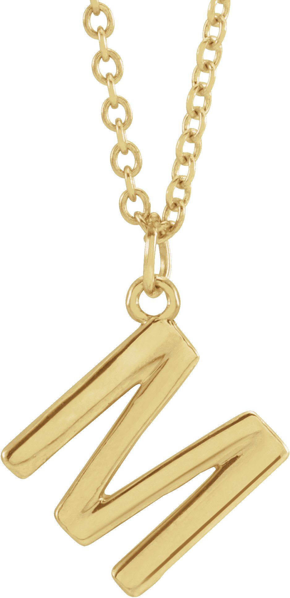 18K Yellow Gold Plated Sterling Silver Initial M Dangle 16 inch Necklace Ref 17719348