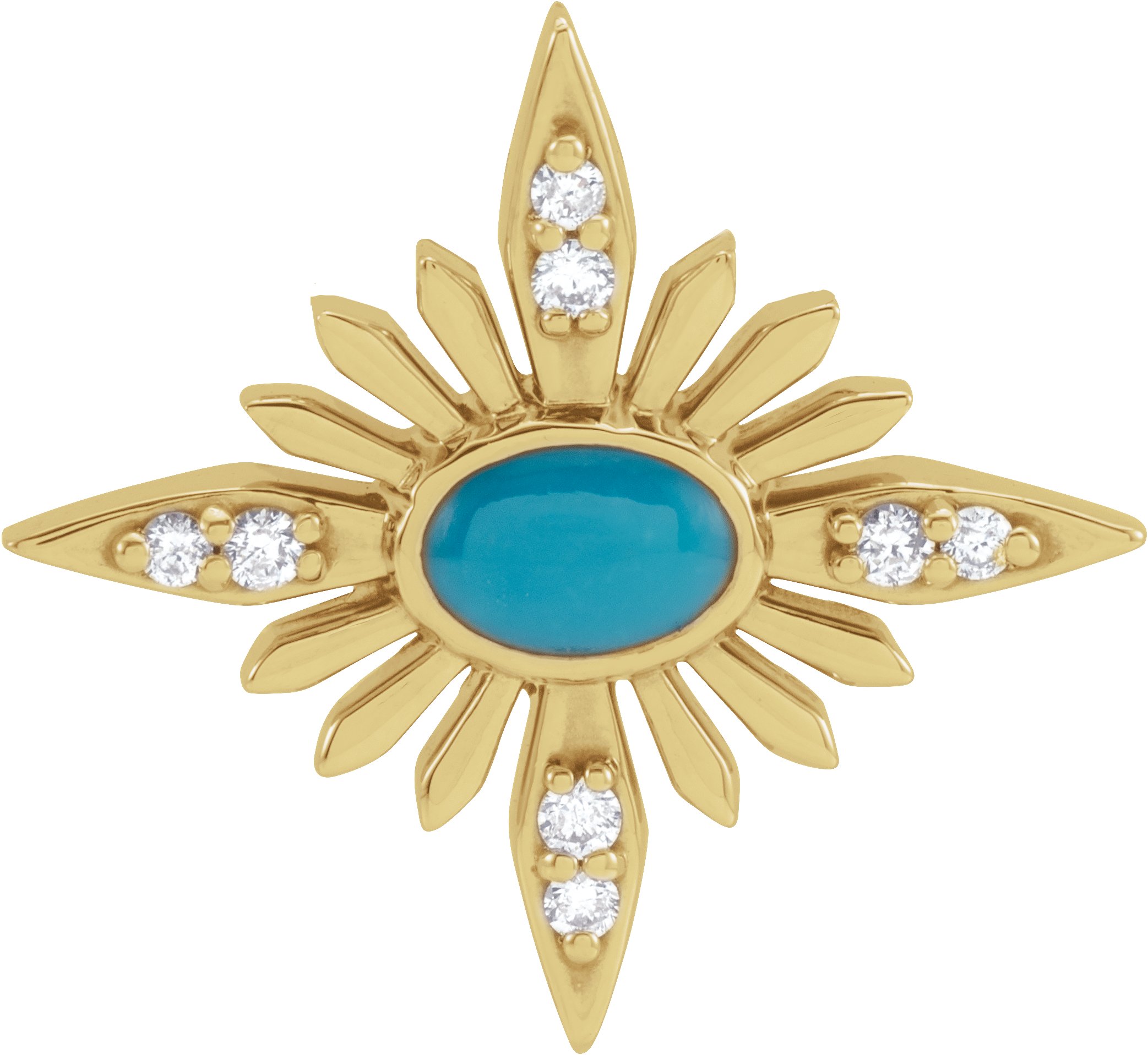 14K Yellow Turquoise and .08 CTW Diamond Celestial Pendant Ref. 16508254