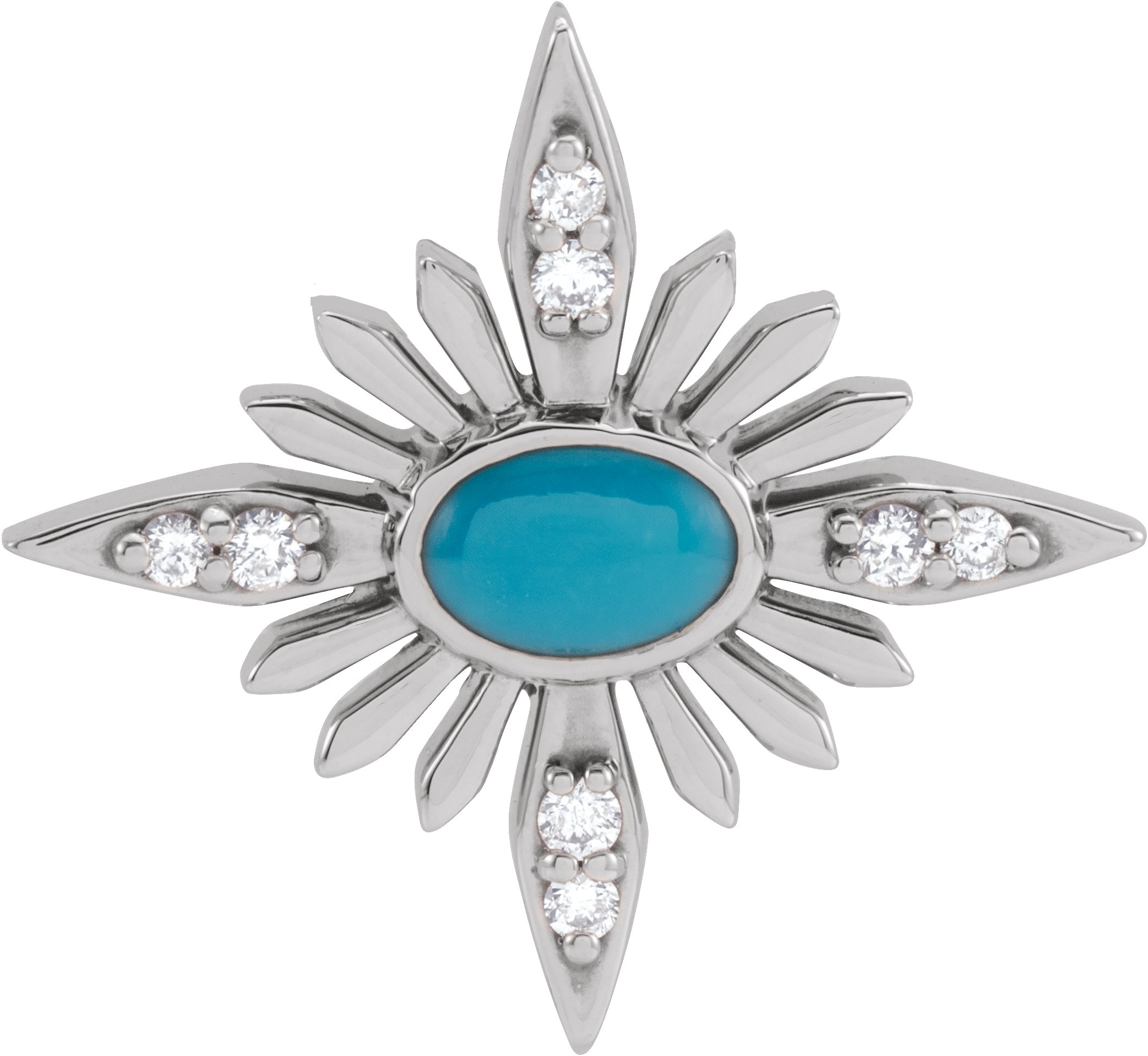 14K White Turquoise and .08 CTW Diamond Celestial Pendant Ref. 16508250