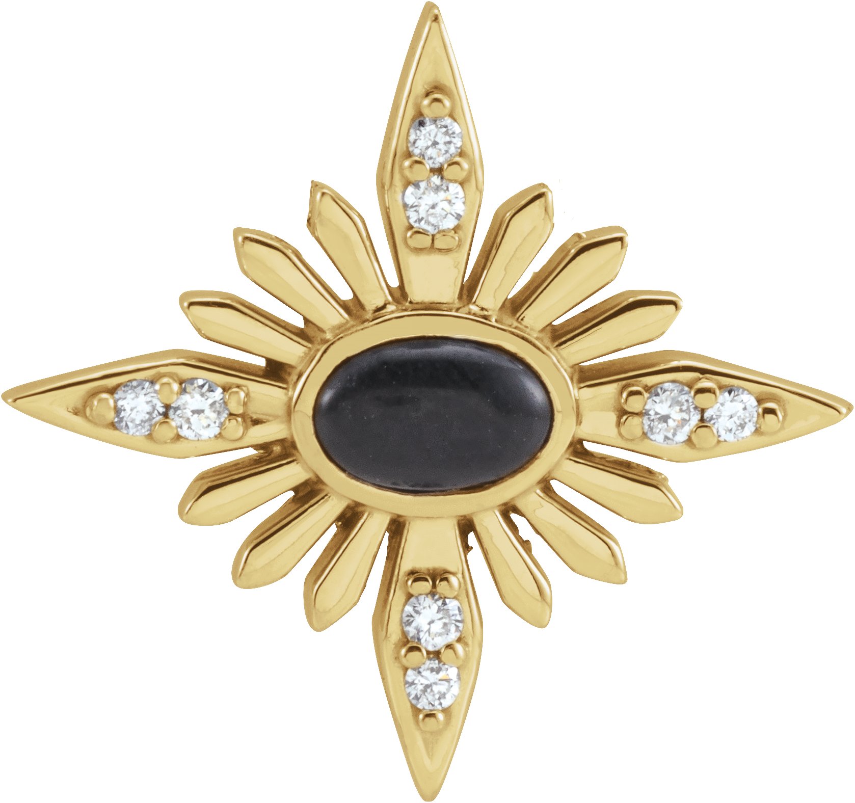 14K Yellow Natural Black Onyx & .08 CTW Natural Diamond Celestial Pendant