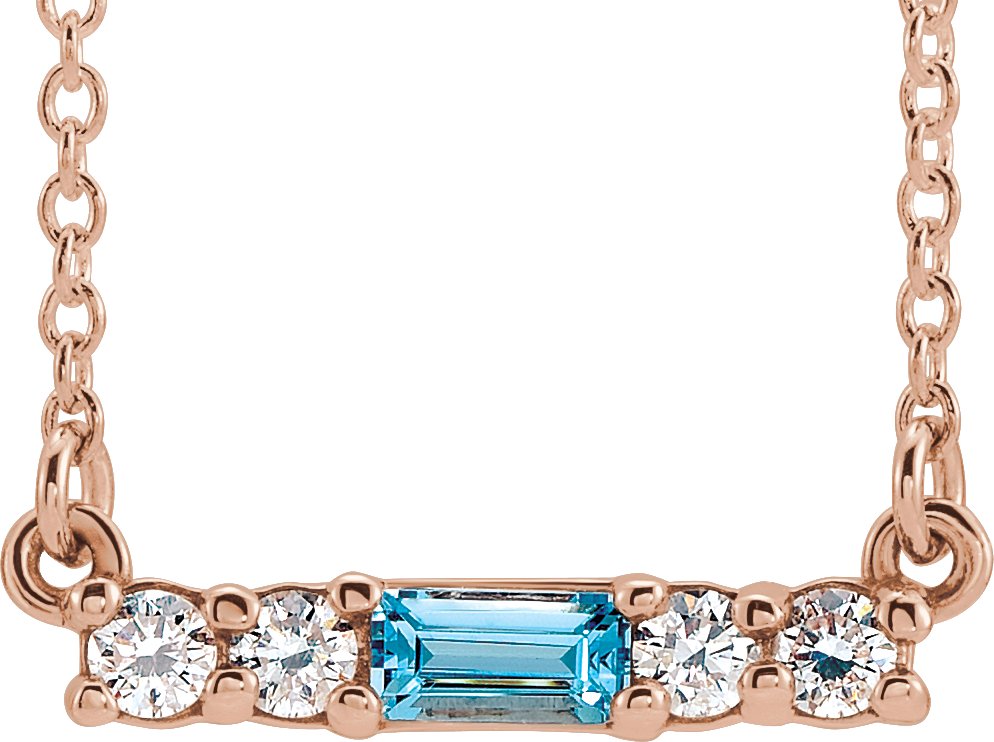 14K Rose Blue Zircon & 1/5 CTW Diamond 16" Necklace    