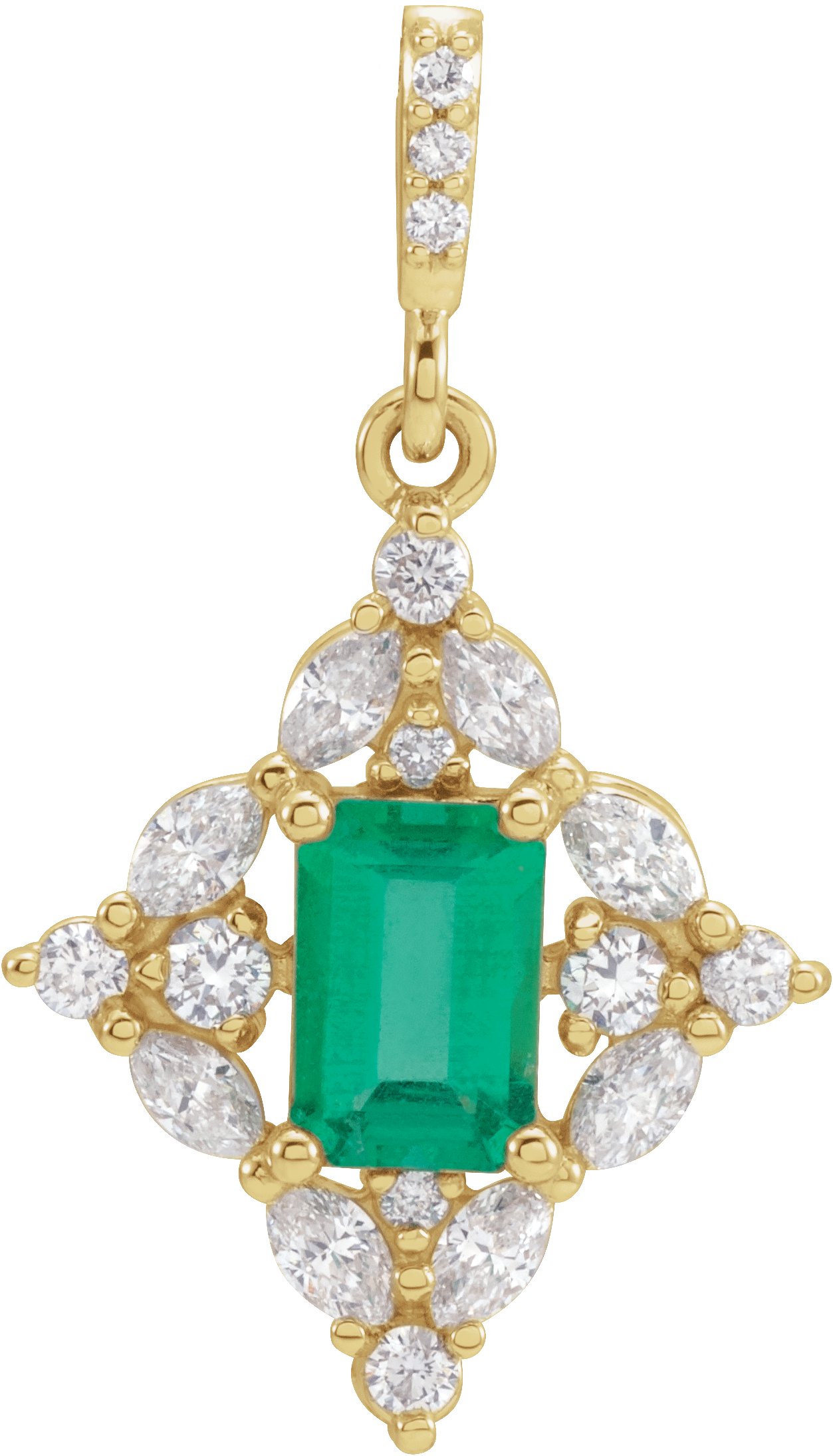 14K Yellow Emerald and .375 CTW Diamond Pendant Ref. 15758454