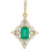 14K Yellow Emerald and .375 CTW Diamond Pendant Ref. 15758454